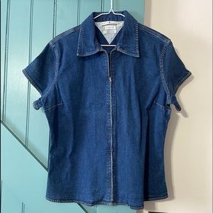 Tommy Hilfiger Women’s Stretch Denim ZIP Up Shirt 14